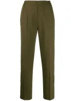 Etro Striped Wool-blend Straight-leg Trousers In Green