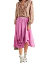 Chloé Draped Jersey Midi Skirt In Pink