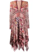 Etro Leopard Print Midi Dress In Pink