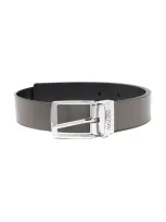 Emporio Armani Kids' Logo-embellished Reversible Leather Belt 8-14 Years In Black