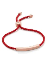 Monica Vinader Engravable Linear Friendship Bracelet In Rose Gold/ Coral