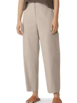 Eileen Fisher Tapered Stretch Cotton Ankle Pants In Wheat