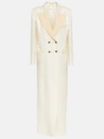 Blazé Milano Heart Double-breasted Satin Blazer Dress In White