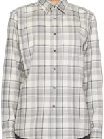 Theory Gray Irving Shirt In Ivory Multi