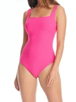 Bleu By Rod Beattie Walk The Line Floating Underwire One-piece Swimsuit In Pink Bling