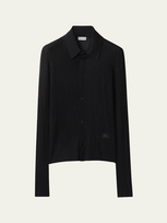 Burberry Collared Ribbed Ekd Top In Black