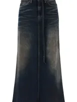 Acne Studios Maxi Denim Skirt With Waist Strap In Black