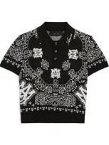 Amiri Kids' Cotton Bandana Polo Shirt In Black