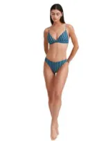 Au Naturel By Gottex Striped Print Triangle Bikini Bra Swim Top In Blue