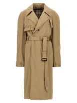 Balenciaga Trench Coat Belted Back Vent In Cream