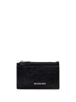 Balenciaga Grained Card Case In Black