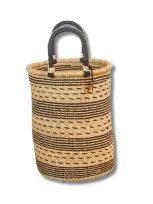 Big Blue Moma Bolga Baskets In Natural/black - Stripes