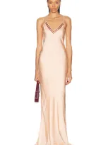 Bode Sateen Slip Dress In Pink