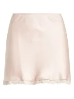 Bp. Lace Trim Satin Miniskirt In Pink Sepia