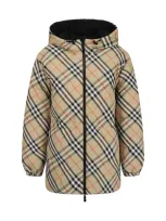 Burberry Checked Hooded Reversible Down Jacket In Multicolor