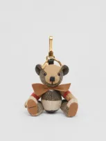 Burberry Thomas Bear Charm With Bow Tie In Archive Beige