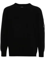 C.p. Company Lens-detailed Sweater In Black