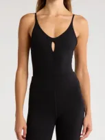 Daughter Lessons Core Ruched Keyhole Bodysuit In Black