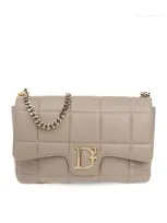 Dsquared2 D2 Statement Soft Shoulder Bag In Beige