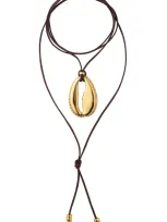 Eliou Concha Gold-plated Faux Suede Wrap Necklace