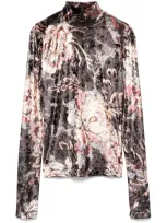 Etro Crushed Velvet Top In Pink