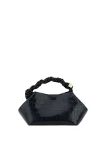 Ganni Bou Bag Small Patent Croco In Black