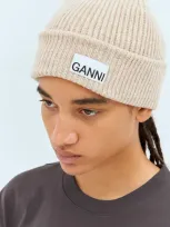 Ganni Rib Beanie Hat In Cream