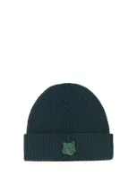 Maison Kitsuné Bold Fox Head Beanie In Ranger Green