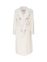 Max Mara White Madame Double-breasted Coat Women