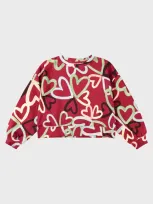 Molo Kids' Girl's Miki Multicolor Heart-print Sweatshirt In Flutters Of Love