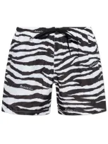 Moschino Zebra Pattern Swim Shorts In Black