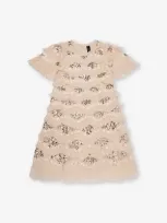 Needle & Thread Kids' Garland Ribbon Dress In Dust Beige/ Silver