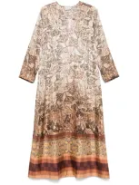 Pierre-louis Mascia Cialda Midi Dress In Brown