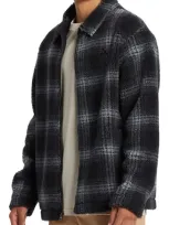 Quiksilver Deck Plaid Fleece Zip Jacket In Mercury Sherpa Black