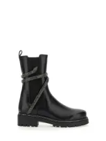 René Caovilla Cleo Combat Biker Boot In Black