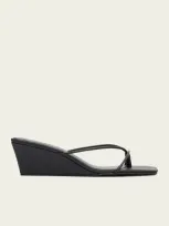 St Agni Leather Wedge Sandals In Black