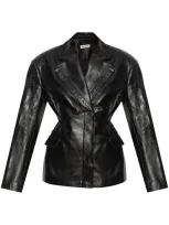 The Mannei Venus Leather Blazer In Black