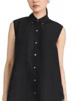 Theory Sleeveless Shirt In Cotton-blend In Black