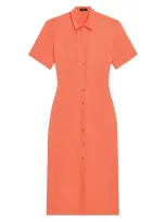 Theory Women's Tailored Linen Shirtdress In Bright Coral