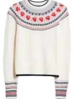 Thom Browne Rose Icelandic Fair-isle Intarsia Jumper In Weiss