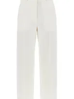 Totême Cropped Wool Blend Trousers In White