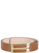 Victoria Beckham Regular Bbuckle Belt In Tan