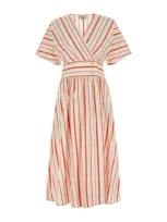 Woolrich Dress In Plaster White Stripe