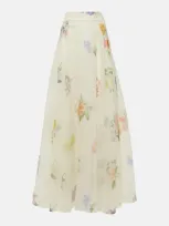 Zimmermann Maxi Skirt In Multi Botanical Ivory