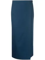 Tory Burch Faux-wrap Faille Midi Skirt In Solar Blue